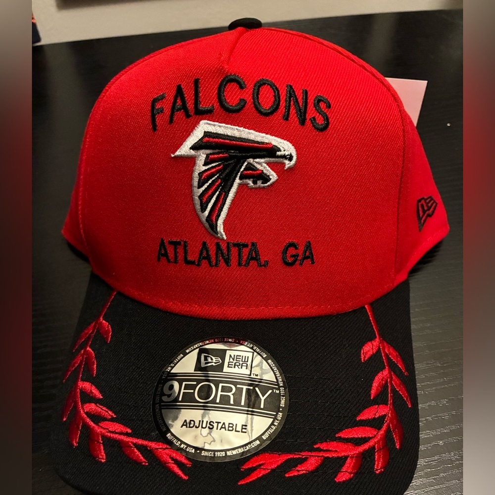 New Era Falcons Red and Black Adjustable Cap